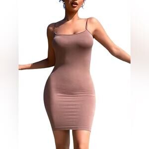 AnotherChill Flesh-Colored Casual BodyCon Sleeveless Slip Dress  Size Small NWT